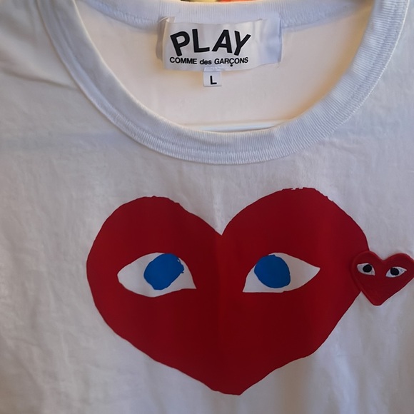 White Comme De Garçon Designer T-shirt for Sale - Picture 3 of 5